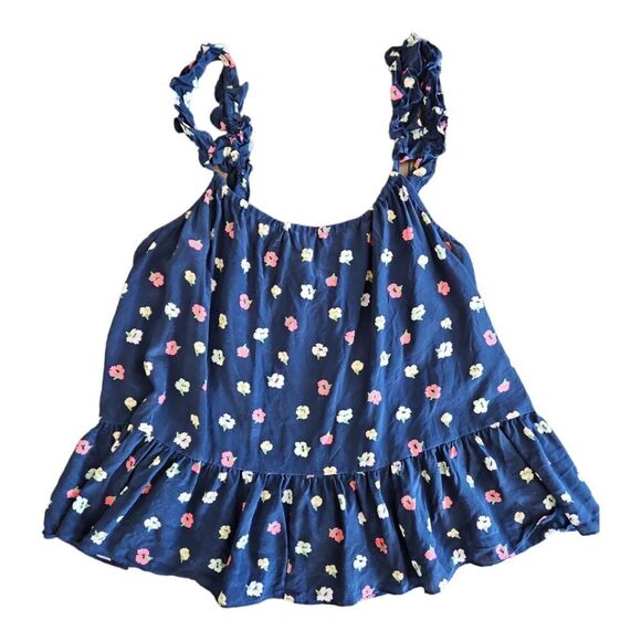 Madewell Cropped Silk Babydoll Ruffled Blouse Size 4 - Picture 1 of 7